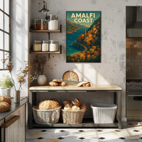 Amalfi Coast Poster 18x24 Wall Art for Coastal Decor Home