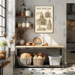 Architectural Landmarks Of Michigan Poster