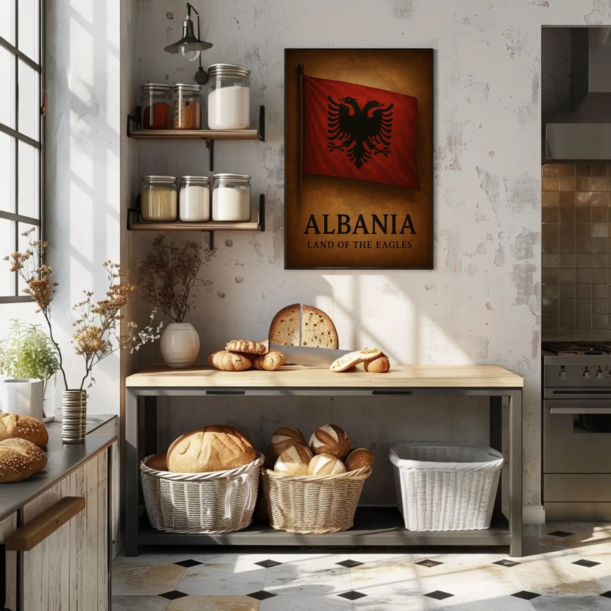 Albanian Flag Vintage Cultural Heritage Poster