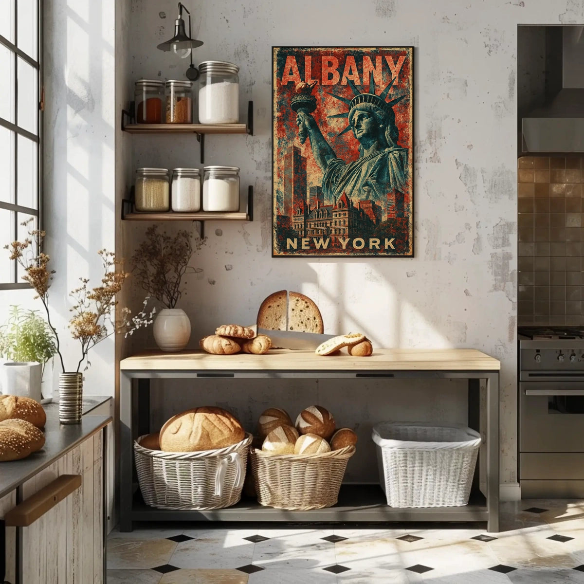 Albany Cityscape Vintage Style Wanderlust Poster