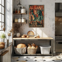 Albany Cityscape Vintage Style Wanderlust Poster