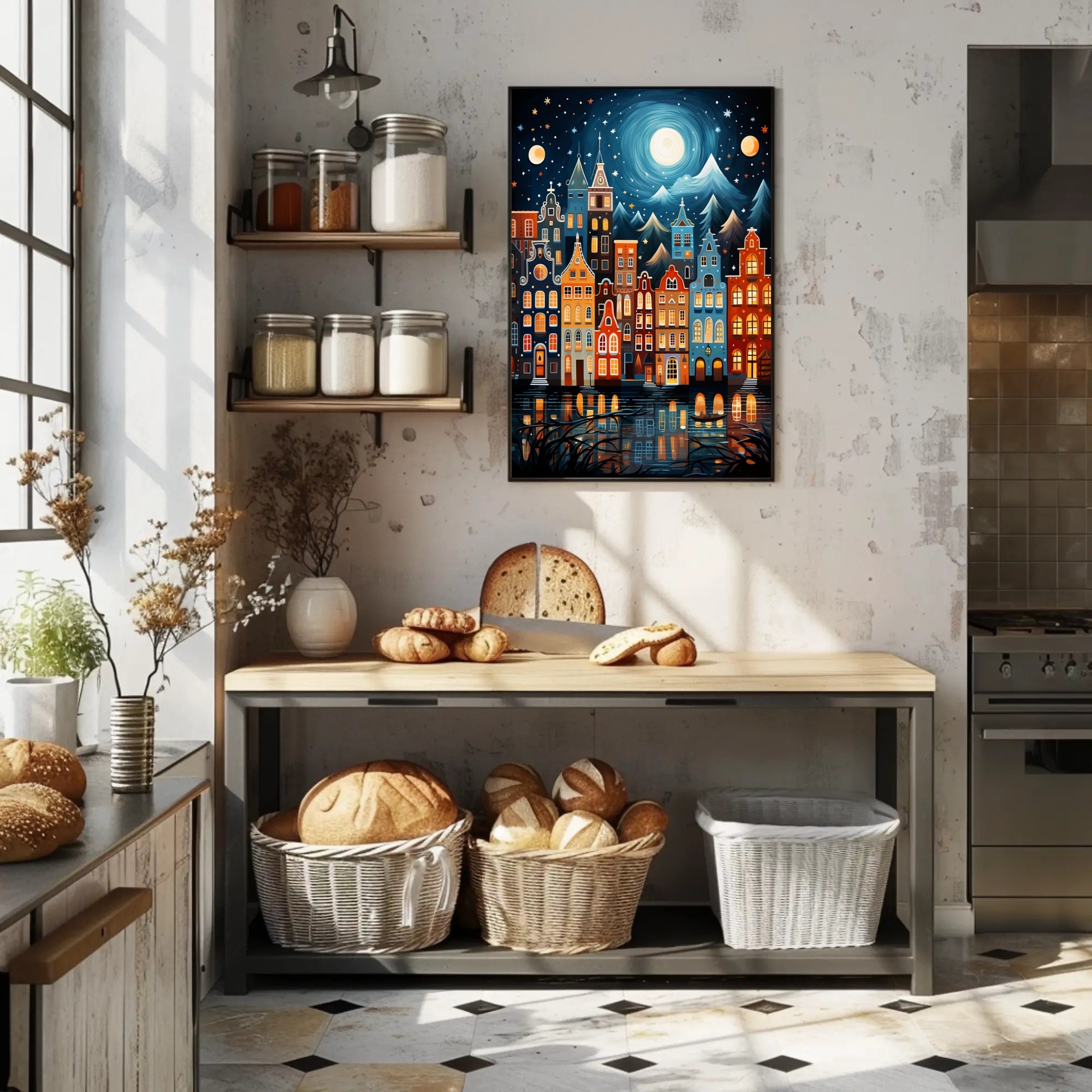 Enchanted Cityscape By Moonlight Poster