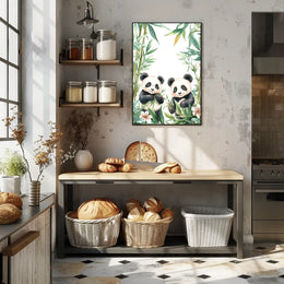 Enchanting Pandas in Bamboo Animal Poster