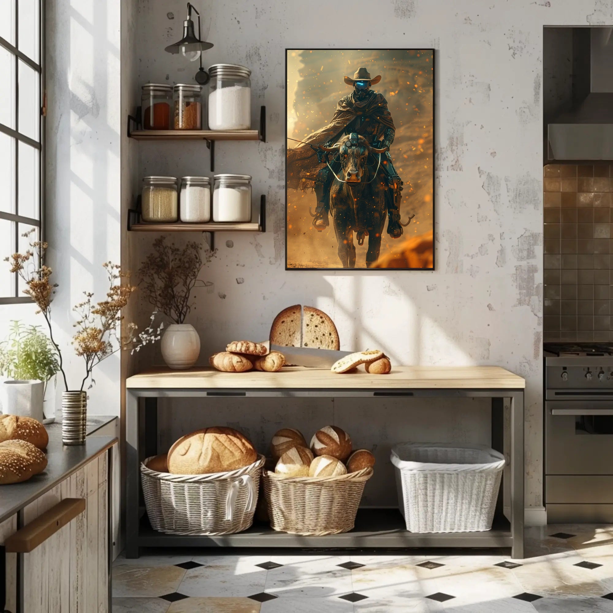 Futuristic Wild West Steampunk Adventure Art Poster PosterGoat