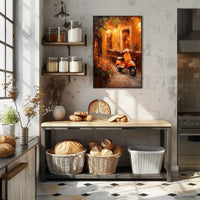 Evening Serenity on a Cobblestone Street Poster