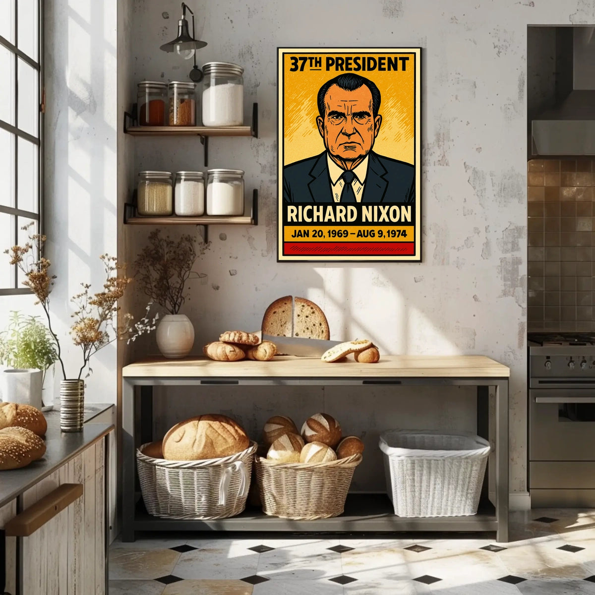 Richard Nixon 37th President of the United States Inked Comic Style Poster