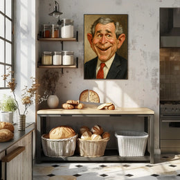 George H. W. Bush Caricature Poster PosterGoat