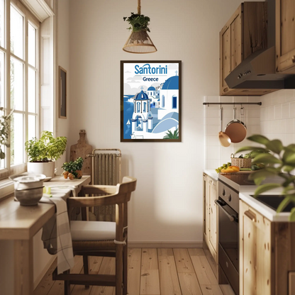 Santorini, Greece Vintage Style Poster