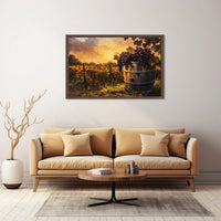 Serene Vineyard Sunset: Impressionistic Harvest Art Poster