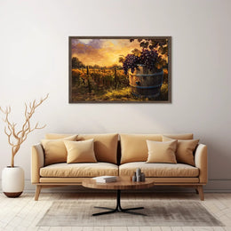 Serene Vineyard Sunset: Impressionistic Harvest Art Poster