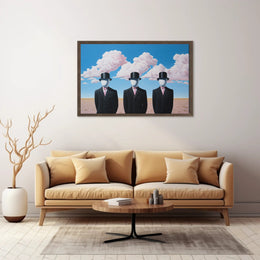 Surreal Faceless Figures in Desert Artistic Poster