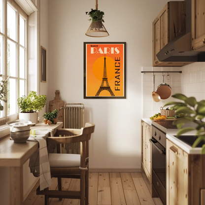 Travel Paris France Orange Eiffel Tower Poster
