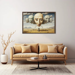 Surreal Dreamscape with Floating Heads - Abstract or Artistic Poster