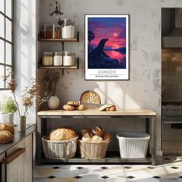 Komodo Dragon Sunset in Indonesia: National Park Poster