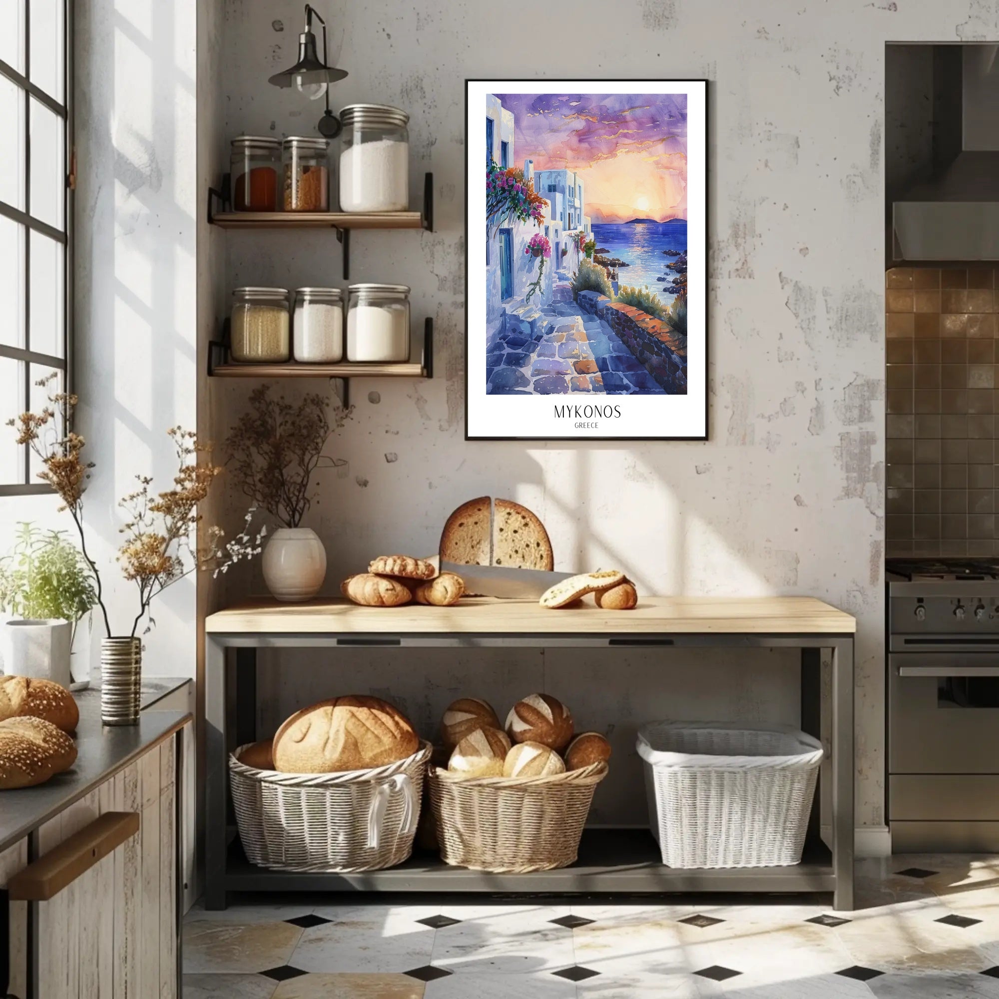 Mykonos Sunset Dreaming Travel Poster PosterGoat