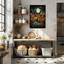 European Charm in Old-World Cityscape Fantasy Travel Poster