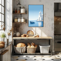 Mediterranean Escape Blue Coastal Scene Travel Poster