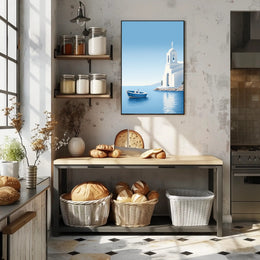 Mediterranean Escape Blue Coastal Scene Travel Poster