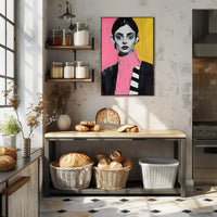 Vibrant Portrait Poster Modern Pink And Yellow Print
