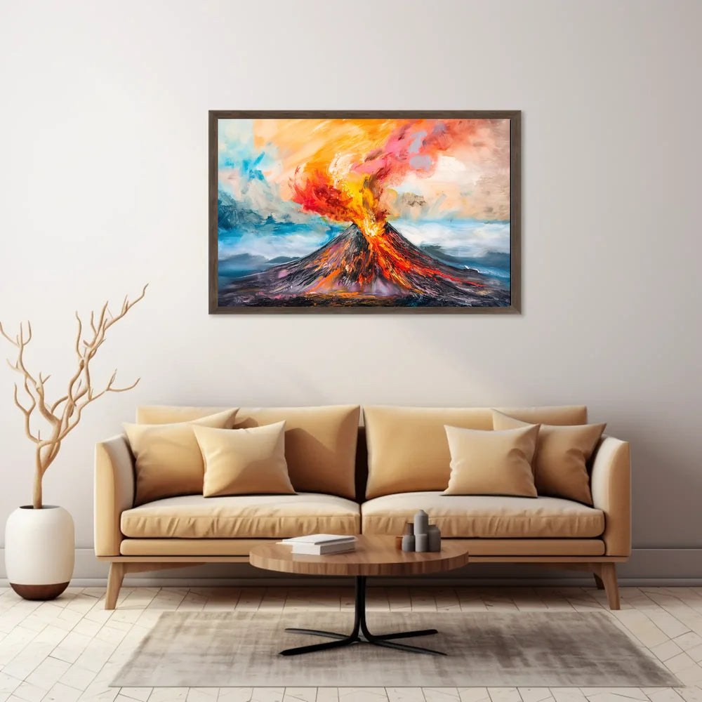 Volcanic Eruption Abstract Art Poster: Nature's Fury