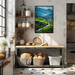 Terraced Rice Fields Nature Art Poster