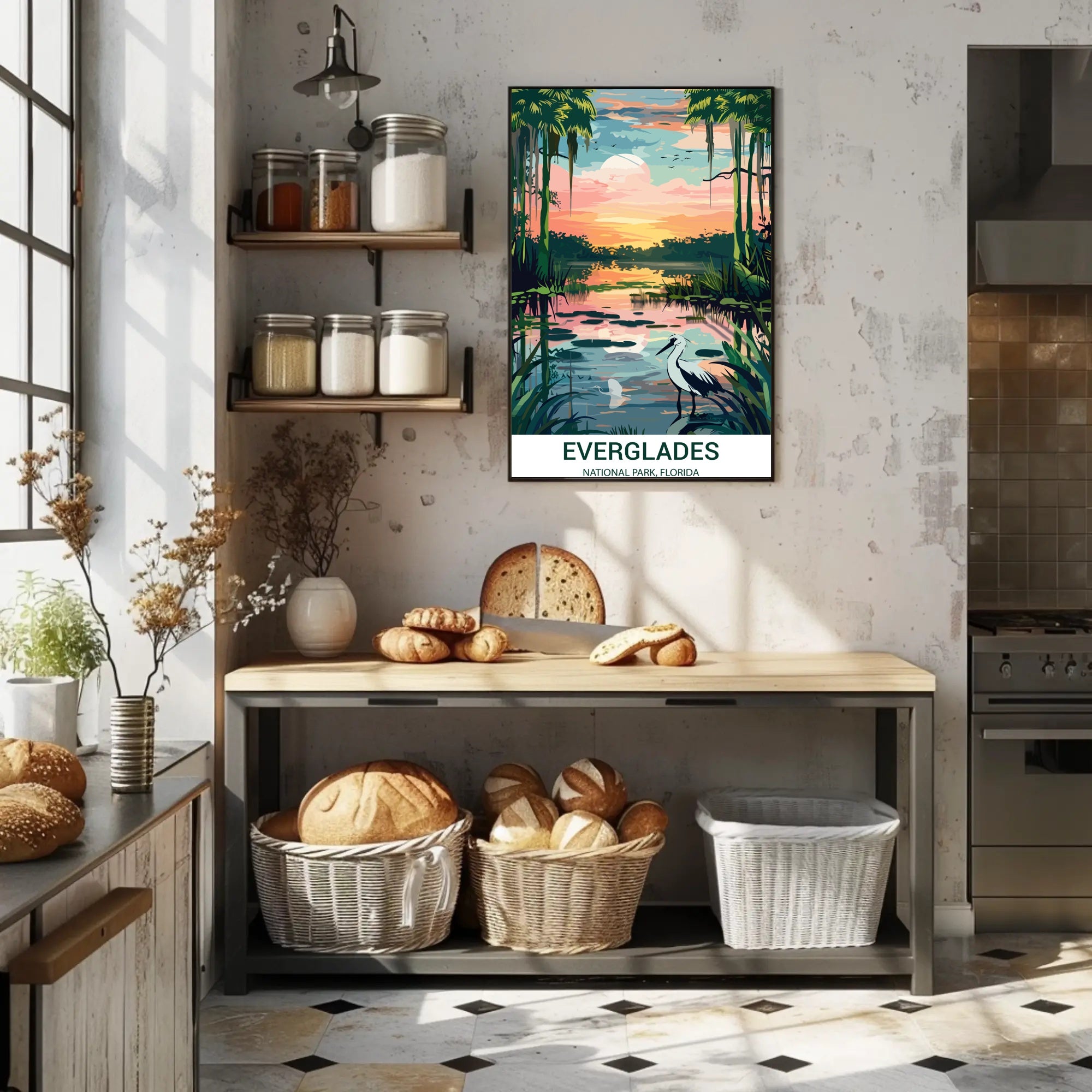 Everglades National Park Vintage Sunset Scenery Poster