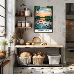Everglades National Park Vintage Sunset Scenery Poster