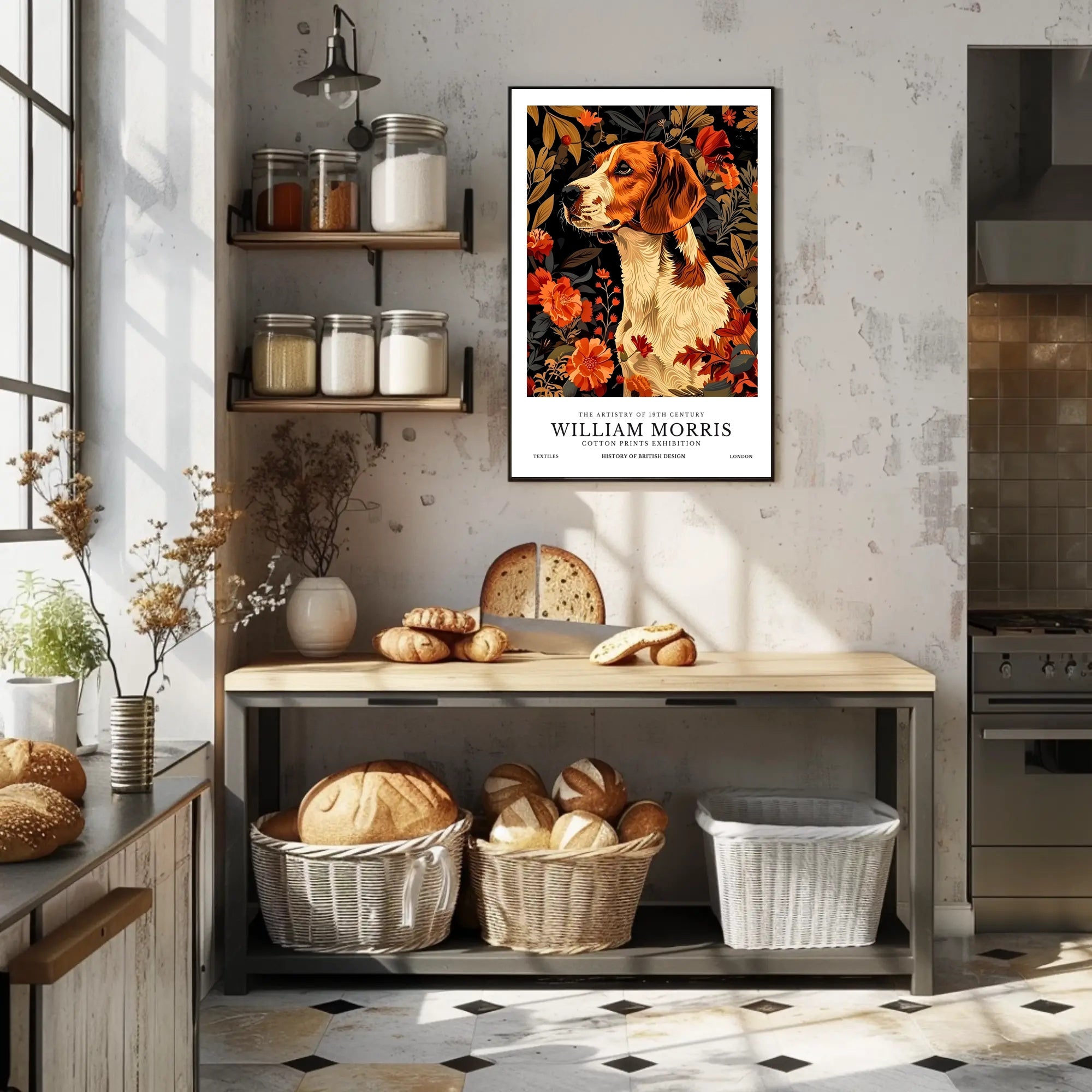 Elegant Canine Floral Art in Heritage Cultural or Heritage Poster
