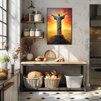 Christ the Redeemer Vibrant Landmark Travel Poster