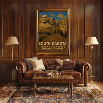 Mount Rushmore National Memorial Realistic Style Travel Poster