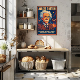 Albert Einstein Portrait Modern Scientific Relativity Mindful Wanderlust Decor Poster
