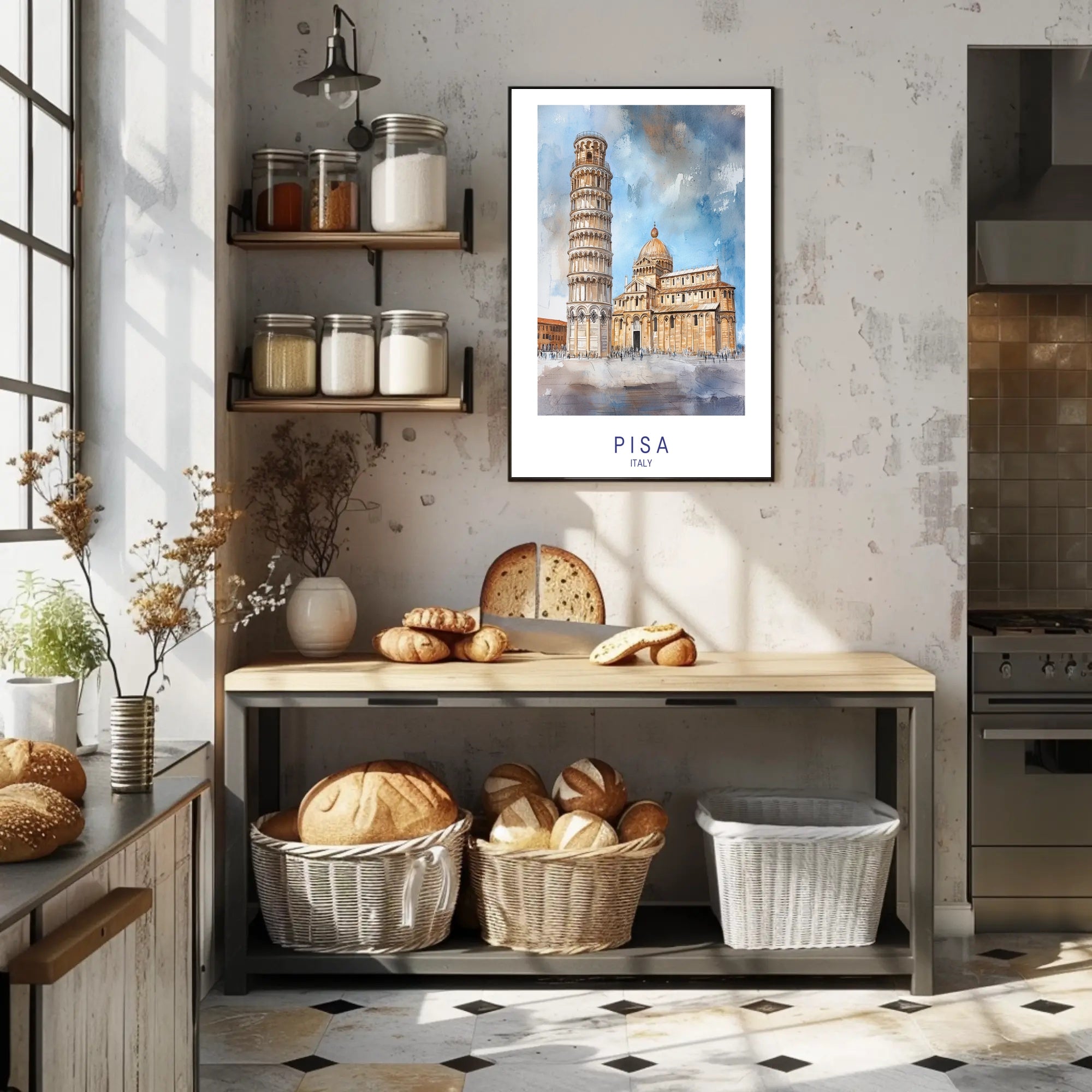 Leaning Tower of Pisa Watercolor Travel Poster PosterGoat