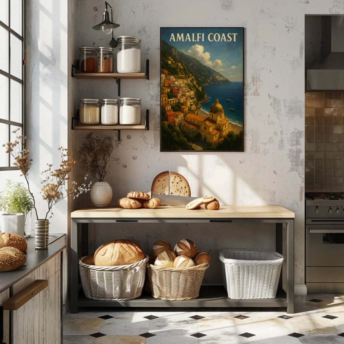 Amalfi Coast Poster Wall Art Decor 18x24 Coastal Scene