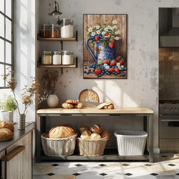 Floral Still Life In Weathered Metal Watering Can Poster