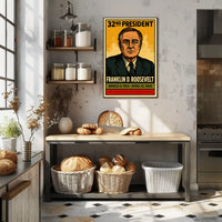 Franklin D. Roosevelt 32nd President of the United States Inked Comic Style Poster