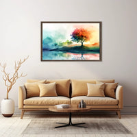 Serene Autumn Reflection Watercolor Landscape Poster