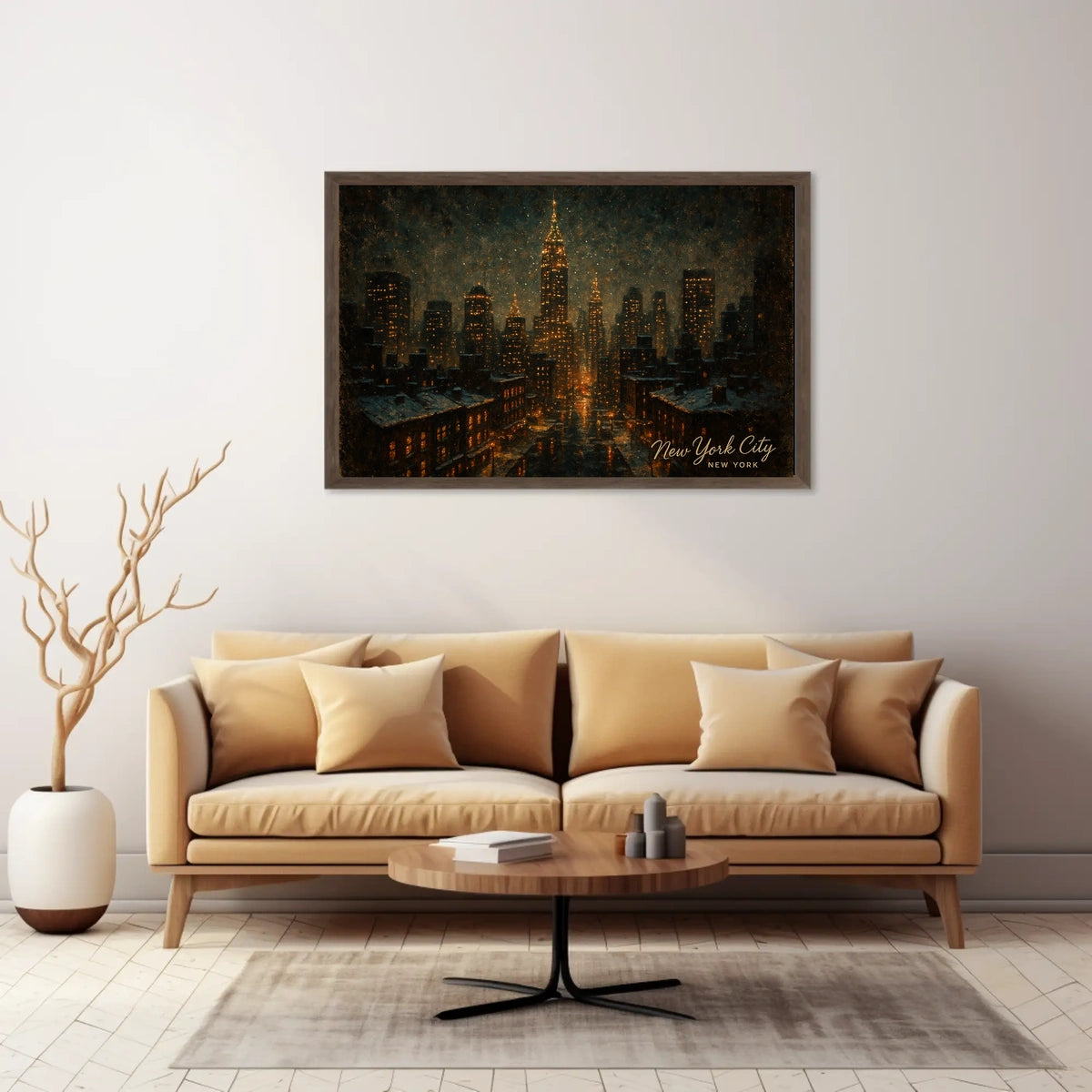New York City Skyline at Night Poster