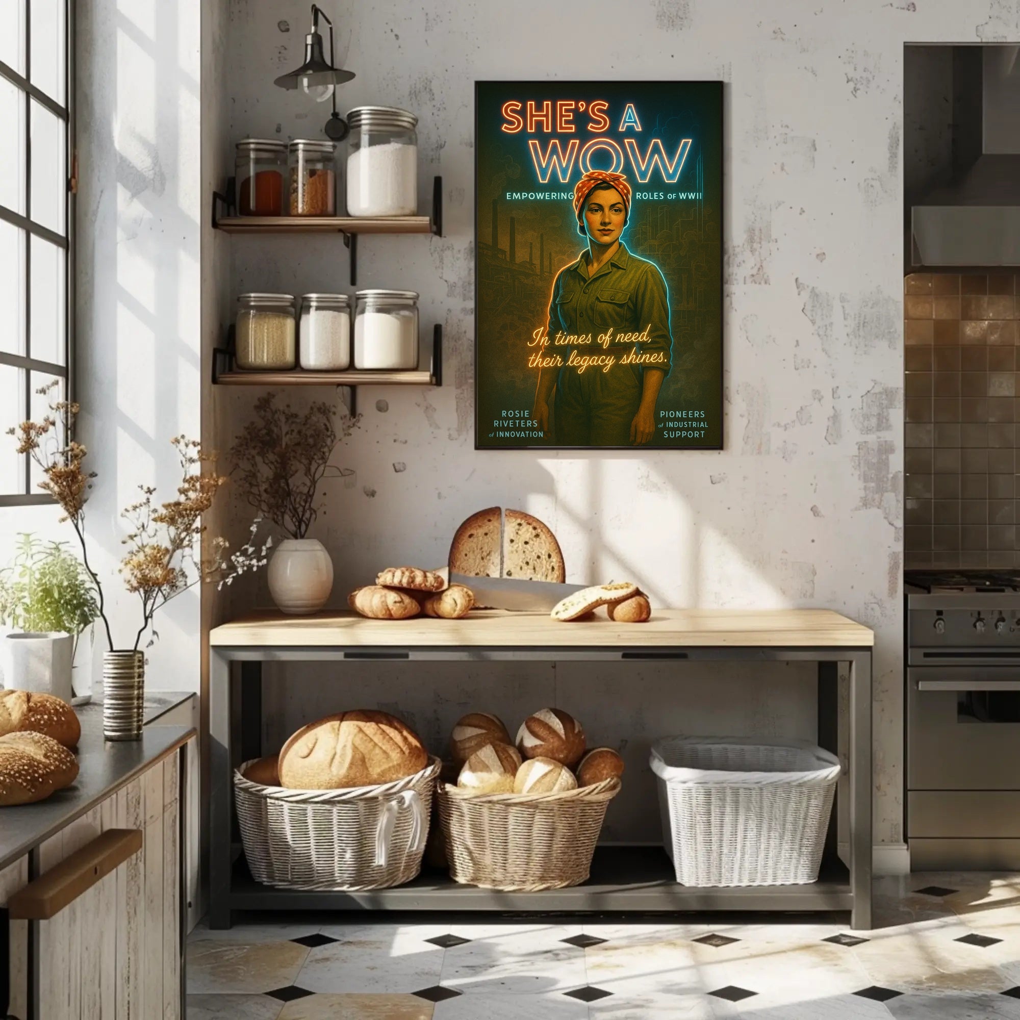 She's a WOW: Empowering Roles of WWII Poster