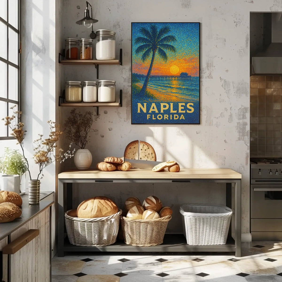 Naples Florida Sunset Poster Wall Art 18x24 Coastal Decor