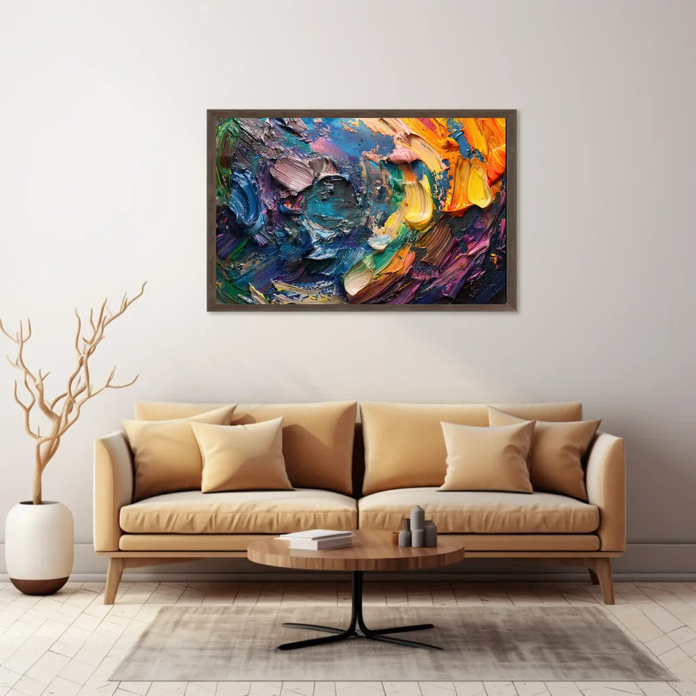 Vibrant Abstract Art Poster with Dynamic Brushstrokes