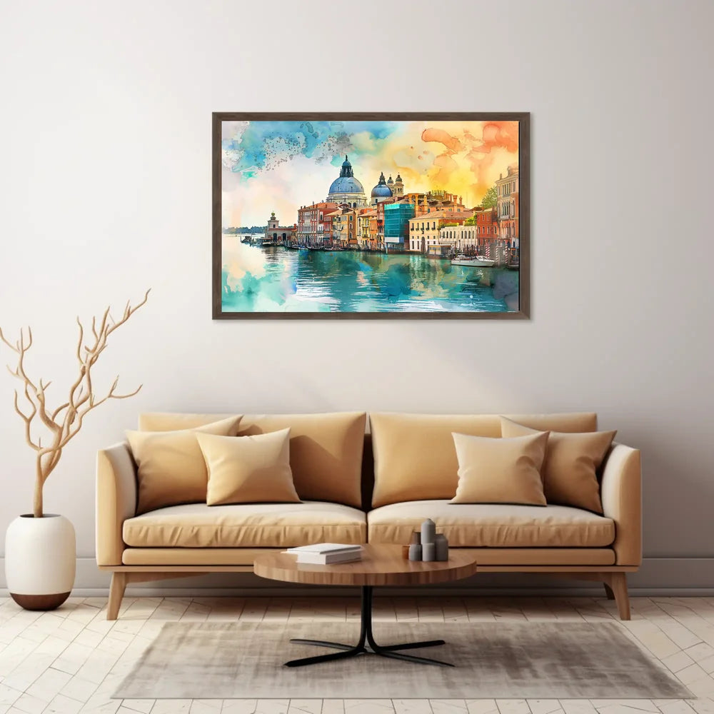 Venice Watercolor Poster: Romantic Canal and Architecture