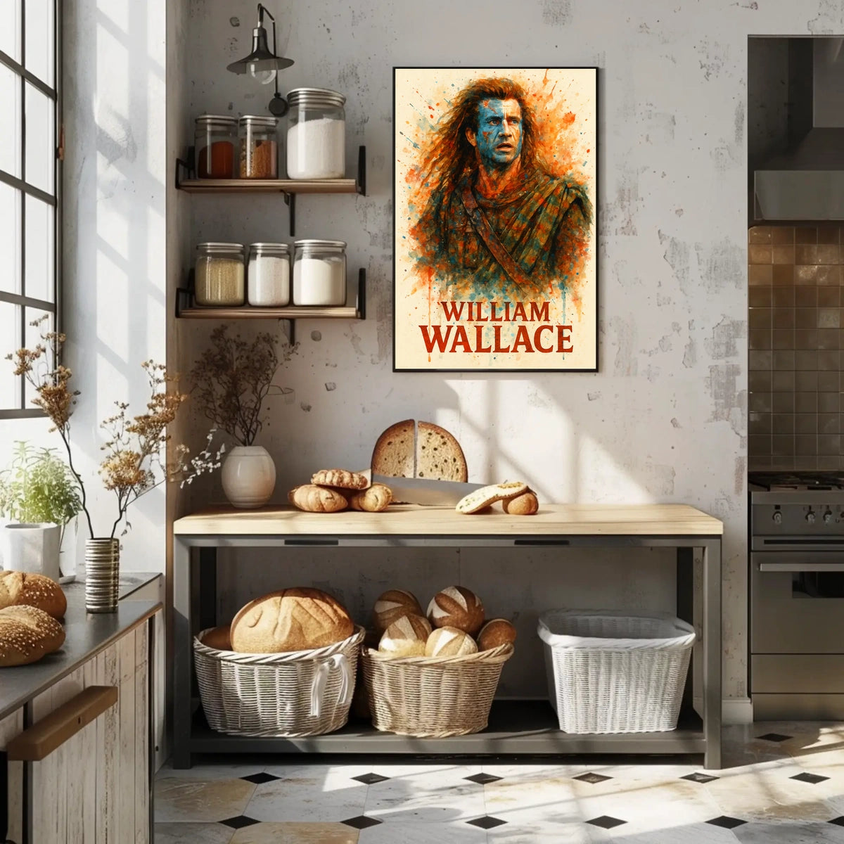Medieval Scottish Warrior Art Poster: Bold Watercolor Print