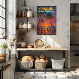 Honolulu Island Christmas Poster