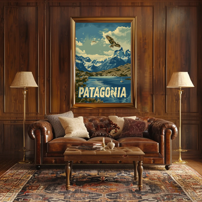 Patagonia Mountains and Condors Travel Poster