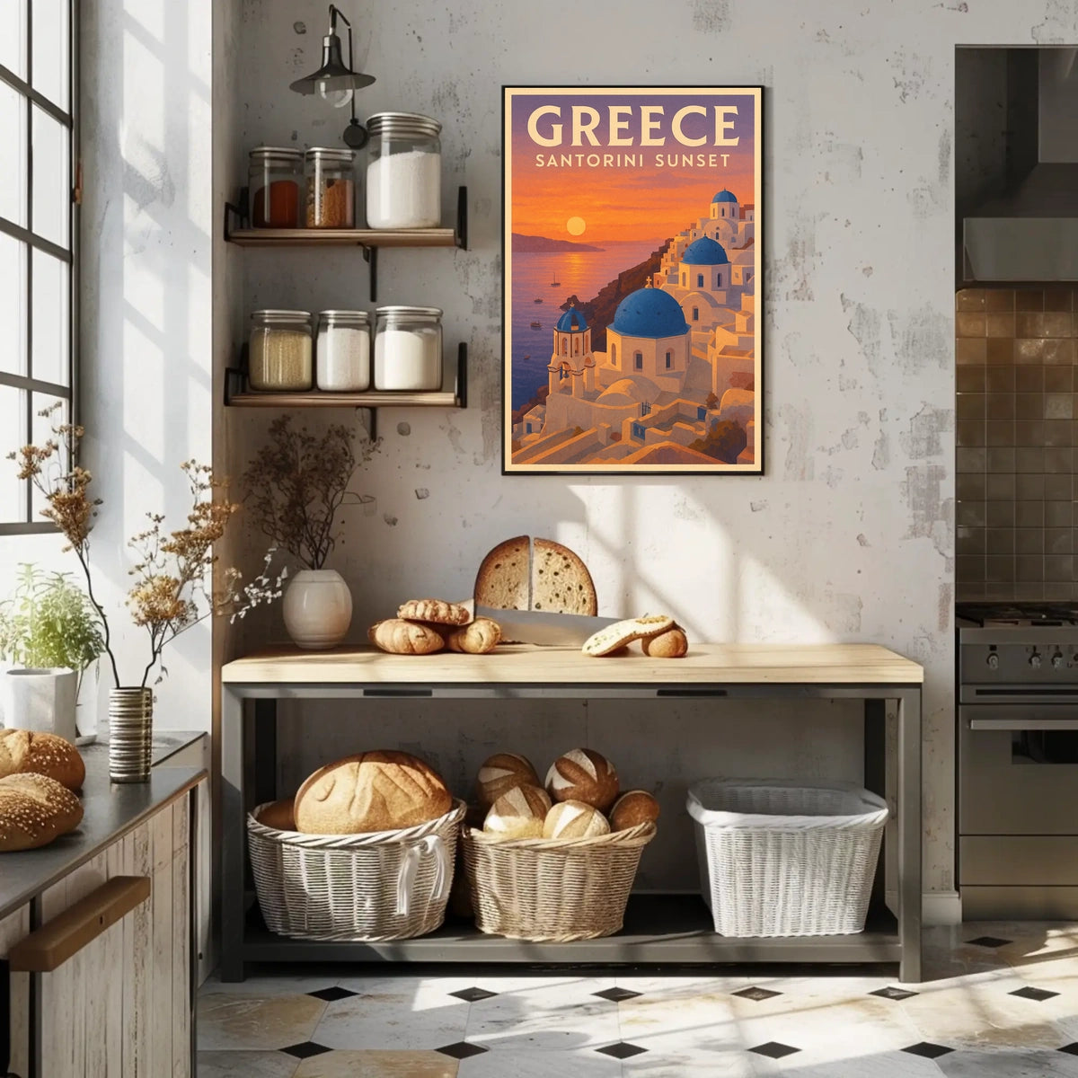 Santorini Sunset Poster