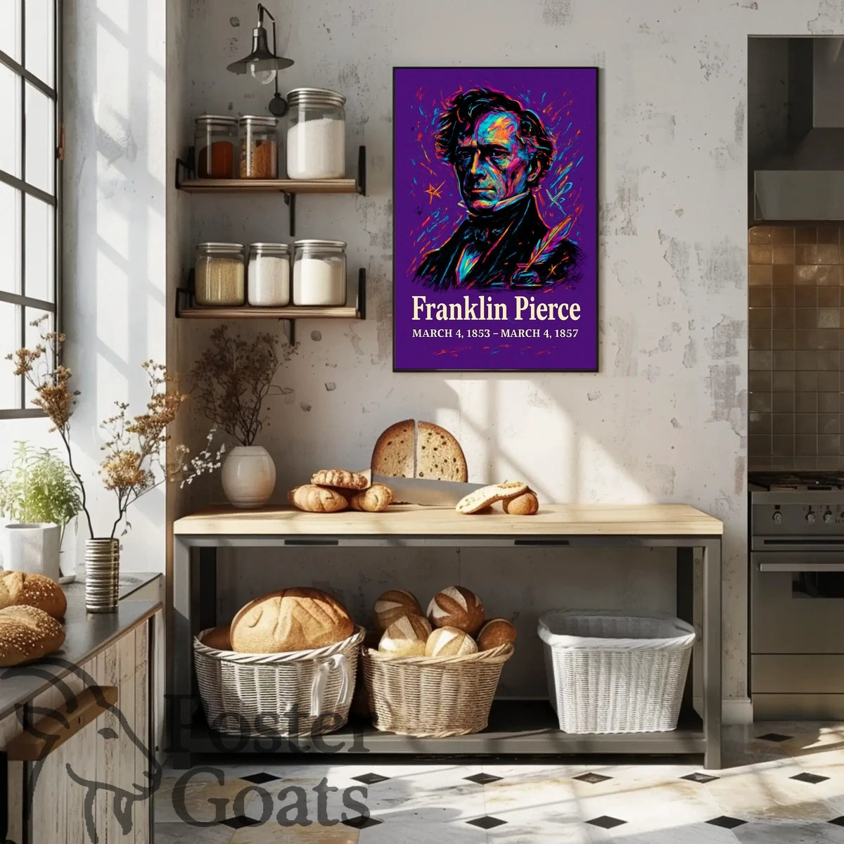 Franklin Pierce Vibrant Artistic Historical Presidential Poster
