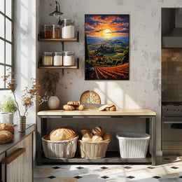 Sunset Over Tuscan Hills Poster