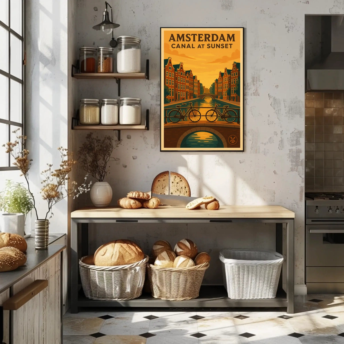 Amsterdam Canal at Sunset Poster