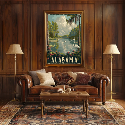 Alabama Wetlands and Herons Travel Poster