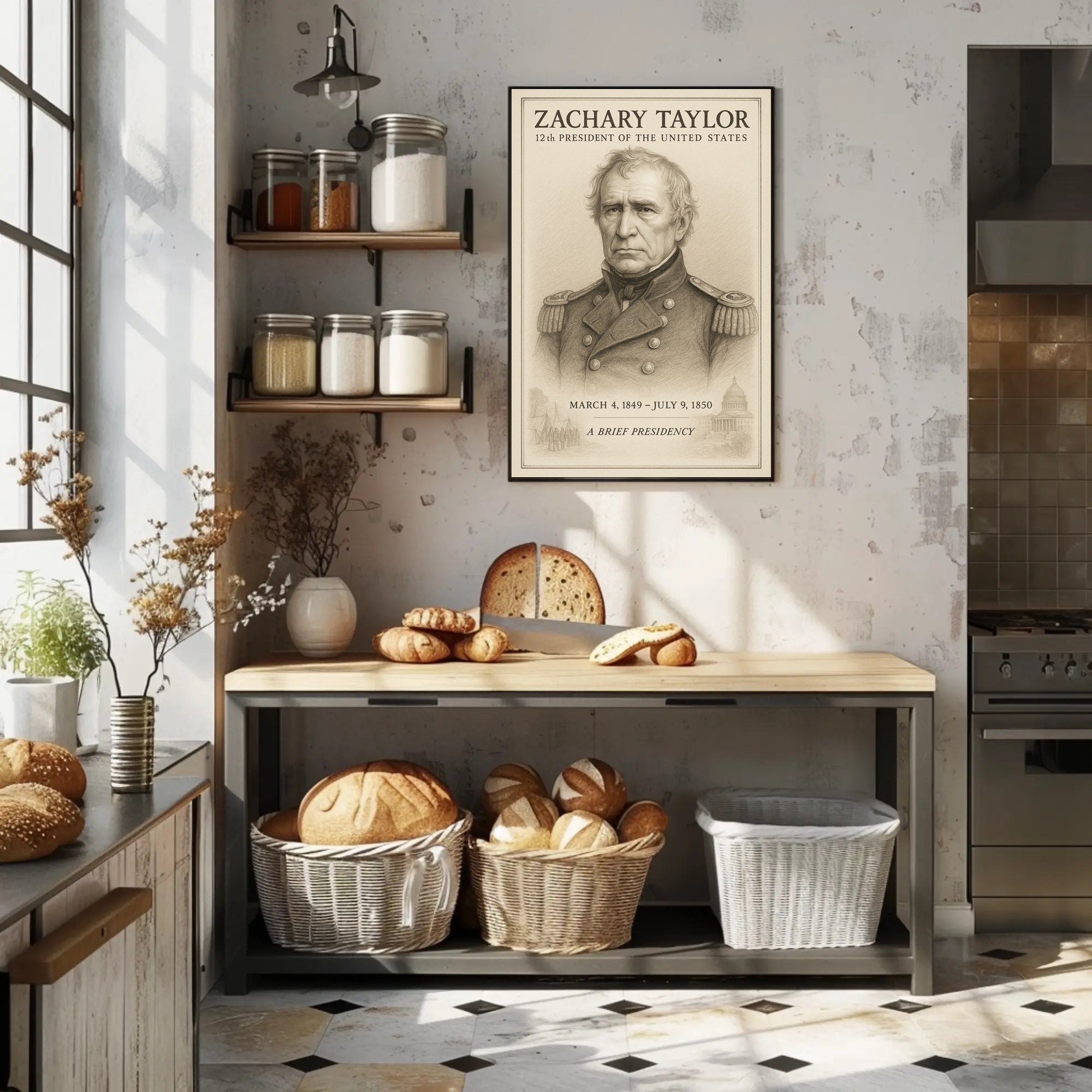 Zachary Taylor 12th President Sketch Poster Art Print for Home Decor PosterGoat
